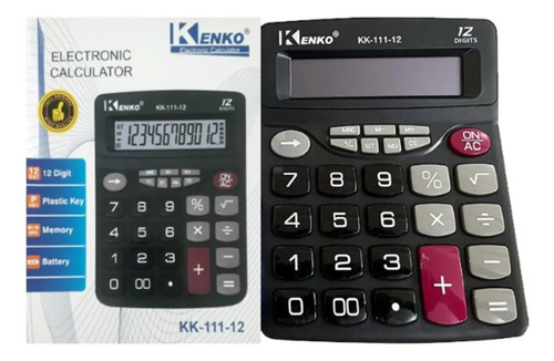 Calculadora de mesa grande Kenko, 12 dígitos, cor de trabalho comercial, preta