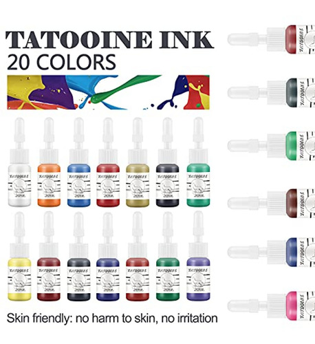 Imagen 2 de 9 de Tinta Para Tatuaje Tatooine Tattoo Ink Set 20 Colores Profes