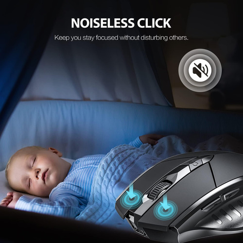 Inphic Multi-device Bluetooth Mouse Inalámbrico, Recargable,