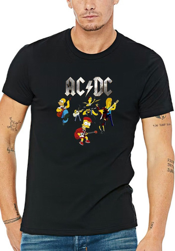 Polera Con Estampado Diseño Ac Dc Simpson