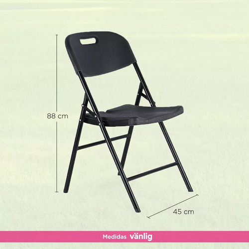 Kit 4 Sillas Plegables Fiesta Jardin Eventos uso rudo salon color negro lisa