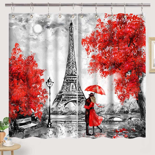 Cortina Cocina Paris Torre Eiffel Pintura Al Oleo Arbol