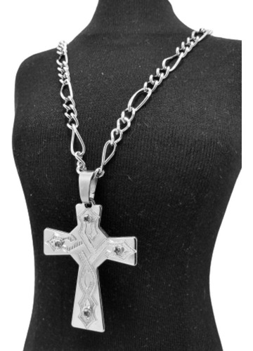 Imagem 7 de 7 de Corrente Cordão + Pingente Crucifixo Aço Inox 316l Colar