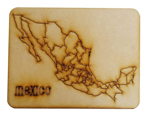 Rompecabezas Mapa Mexico Mdf 50 X 60 Cm Didactico Juguete