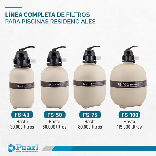 Filtro Arena Pileta Pearl 80.000 Litros Válvula 6 Vías