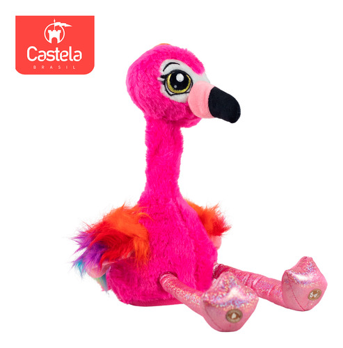 Boneco Flamingo Rosa Dança Som Luz E Movimento - Castela