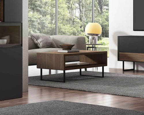 Mesa De Centro Con Base Metalica Bruno Marrón Tu Mesita