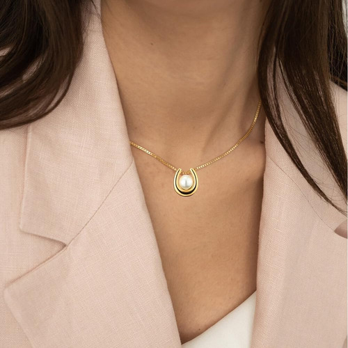 Collar De Herradura Con Colgante De Acero Inoxidable En Form