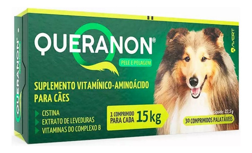 Suplemento Vitamínico Queranon Para Cães 15kg 30 Comp. Avert