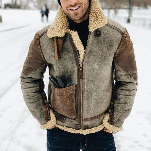 Chamarra Piel Sintética Para Hombre Abrigo Invierno Cómodo