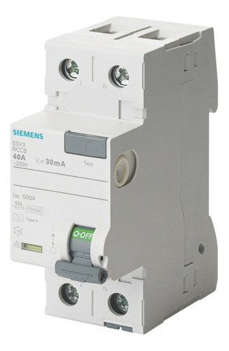Interruptor diferencial tipo A 2 pólos 40 Amp 30ma Siemens