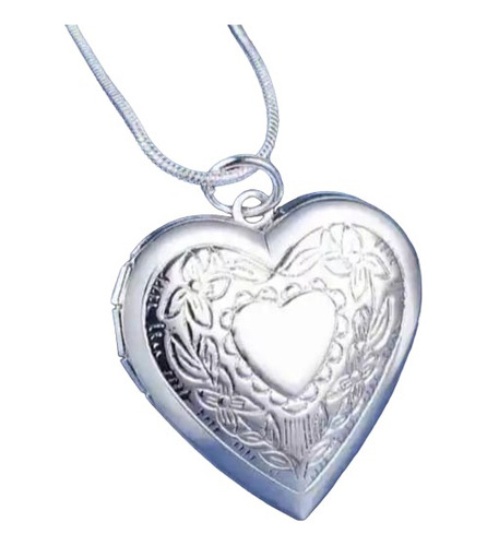 Relicario Corazón Floral Plata 925