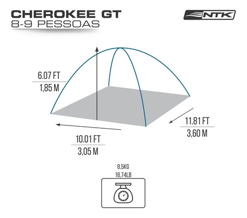 Barraca Cherokee 8/9p Nautika 2500mm Impermeável Duas Portas
