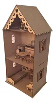Comprar Casa De Muñecas Fibrofácil Mdf Grande 3 Pisos + Muebles