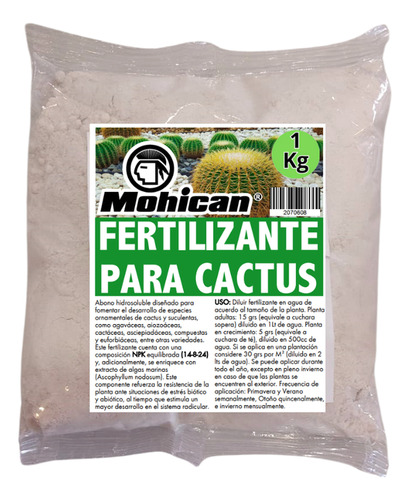 Fertilizante Para Cactus  N-p-k (14-8-24) 1 Kg Mohican