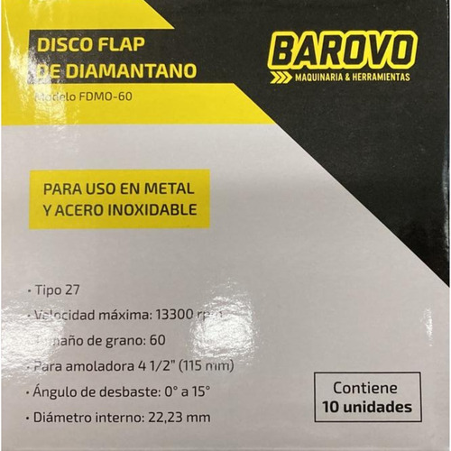Imagen 4 de 9 de Disco Flap Desbaste 115 Grano 60 Diamantano Pack X10 Discos