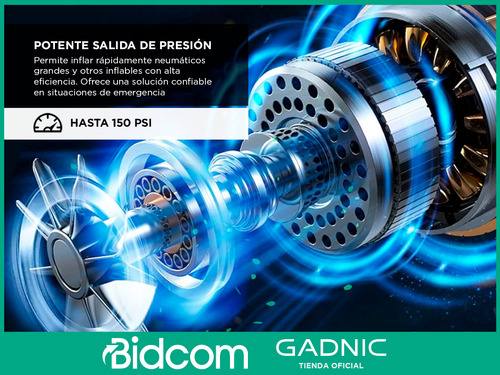 Compresor De Aire Gadnic Con Cable 12v Panel Digital Luz Led
