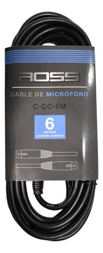 Cable Xlr Ross De 6 Mts Macho Y Hembra Para Micrófono