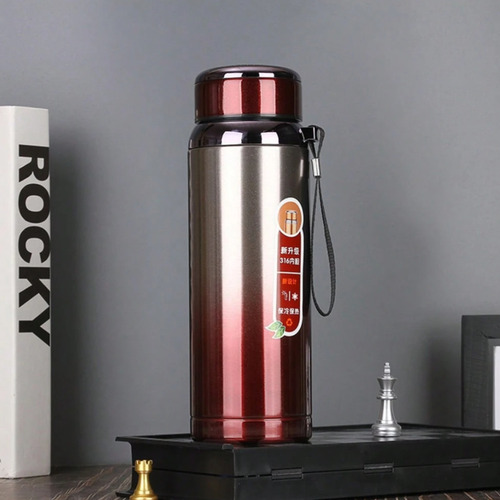 Termo 1 L Vaso Botella Acero Inoxidable Agua Fría/caliente Rojo Degradado