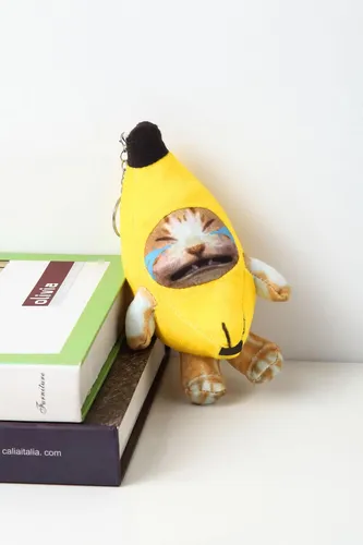 Llavero De Peluche De Gato Plátano Llorando, Adornos De De