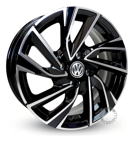 Roda Aro 15 Chiara Mk8 Vw Saveiro Voyage Gol Brw 1620+ Bicos Cor Preto Diamantada