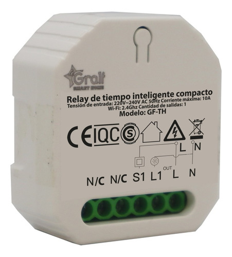 Relay Tiempo Inteligente Compacto Wi-fi 1 Salida Gralf Gf-th