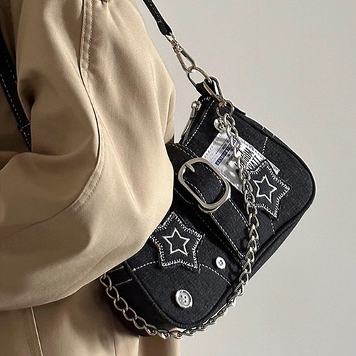 Bolso De Hombro Con Decoración De Cadena Y2k De Moda Vintage