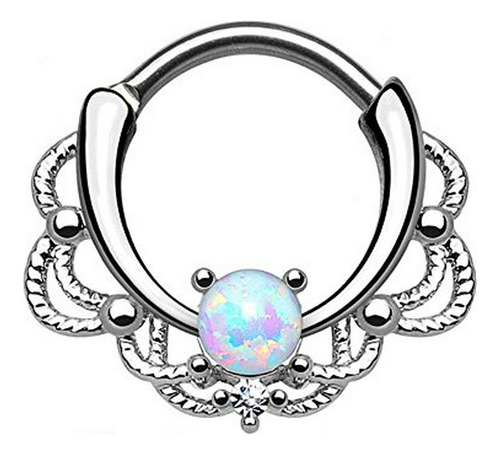 Aros - Lacey Septum Anillo Clicker Con La Única Gem 16 G