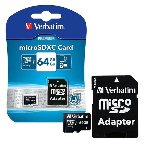 64 Gb Tarjeta de Memoria de sistema de archivos exFAT Clase 10 104mb//s Verbatim Sd Sdxc