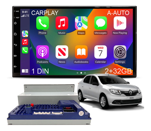 Central Multimidia Carplay Android Auto 1 Din Logan Radio Bt