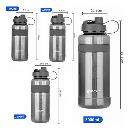 Botella De Agua Squeze Academia Bodybuilding De 3 Litros