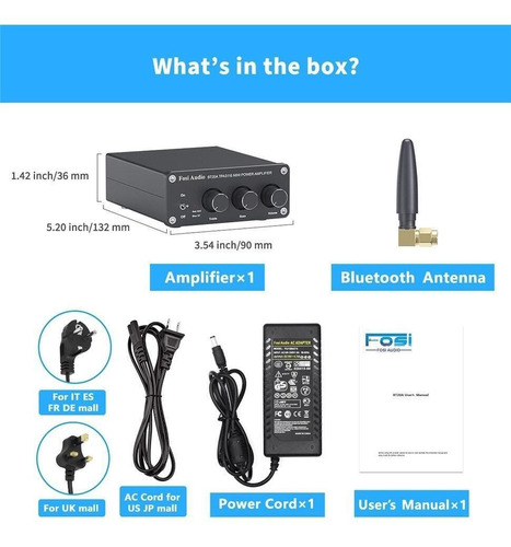 Amplificador De Audio Fosi Audio Bt20a 100w Bluetooth 