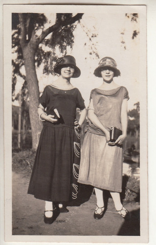 1923 Fotografia Damas En Parque Rodo Vestimenta Años Locos 