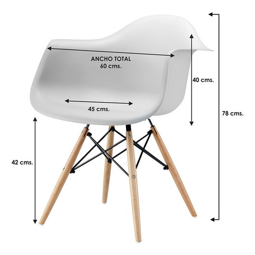 Set X 2 Sillon Silla Comedor Diseño Eames Dsw Patas Madera