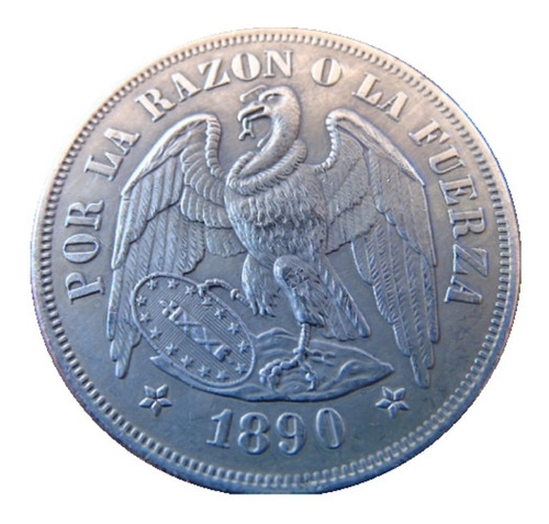 Moneda Conmemorativa Histórica Chile Peso Aguila 1890