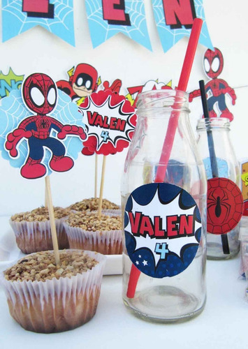 Imagen 6 de 8 de Kit Imprimible Hombre Araña Spiderman Cumpleaños Superheroes
