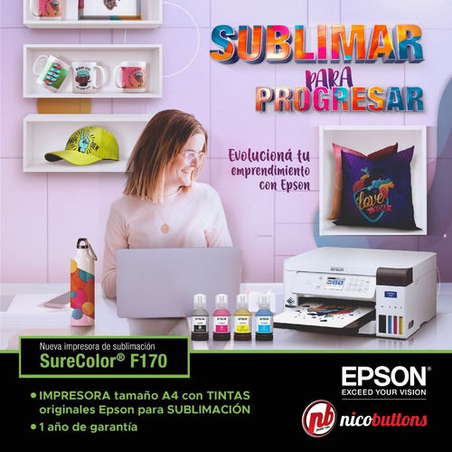 Imagen 3 de 9 de Impresora Epson F170 Sublimacion + Estampadora 38x38+ Papel