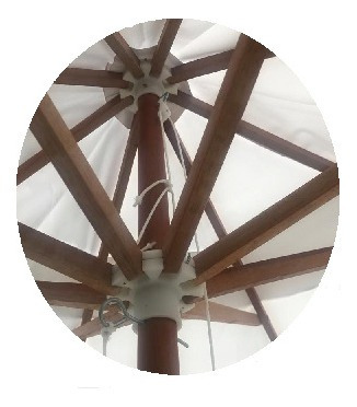 Ombrelone Em Napa Bagun 2,4m Branco Madeira Luxo - Luciano