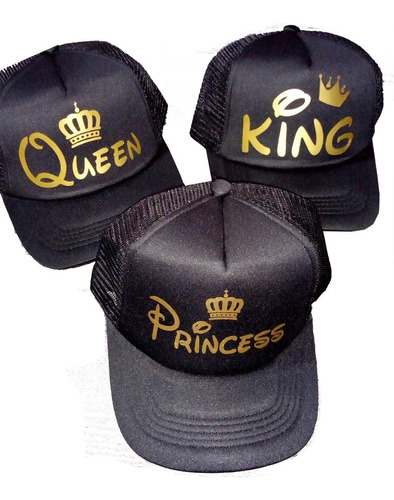 Gorras King Queen Princess Personalizadas Pack 3 Unidades 