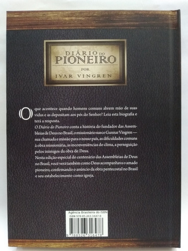 Diário Do Pioneiro Gunnar Vingren: Fundador Das Assembleias De Deus No Brasil, De Ivar Vingren. Biografia Editorial Cpad, Capa Mole, Edição Especial Em Português