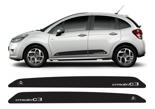 Adesivos Faixas Lateral Compatível Citroen C3 Par - Cores