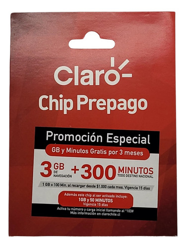Pack X10 Chip Prepago Claro 1 Gb 50 Minutos Por 15 Días