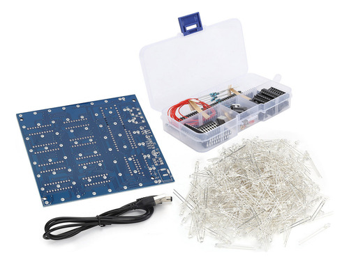 8x8x8 3d Led Diy Cubo De Luz Kit Cuadrado Blanco Led Azul Ra
