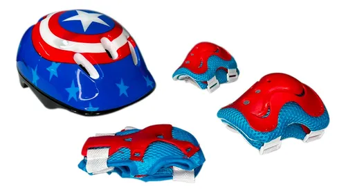 Kit Patines Ajustables Capitán América Niños + Casco Protecc