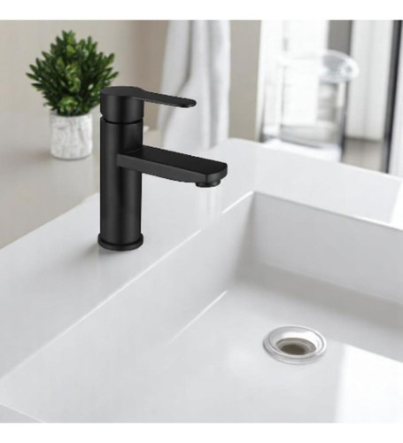 Torneira Monocomando Preta Fosca Para Banheiro Lavabo Cuba Bica Alta Misturador Água Quente E Fria Instalação Em Bancada Design Moderno Fc-94 Via Flix