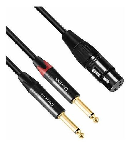 Female Xlr To Dual 1 4  Inch Cable Double Quarter 6.35mm Ts