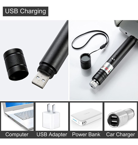 Puntero Verde De Alta Potencia, Recargable, Carga Usb