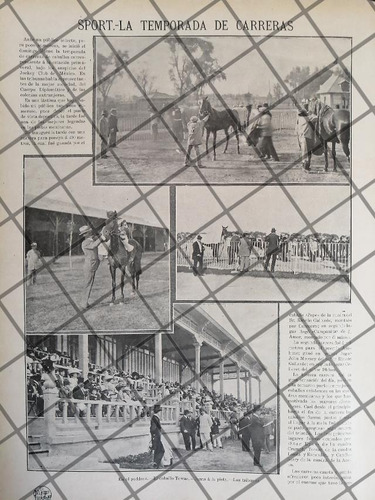 Afiche Antiguo Carreras Hipicas En Jockey Club 1911