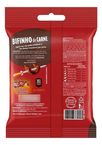 Bifinho De Carne Doguitos 65g Petisco Para Cães Caixa Com 20