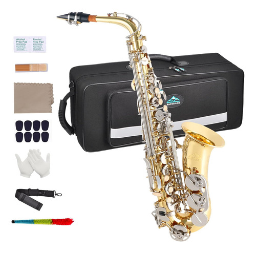 Kit Completo De Saxofón Alto E Plano Con Acabado Antiguo Par